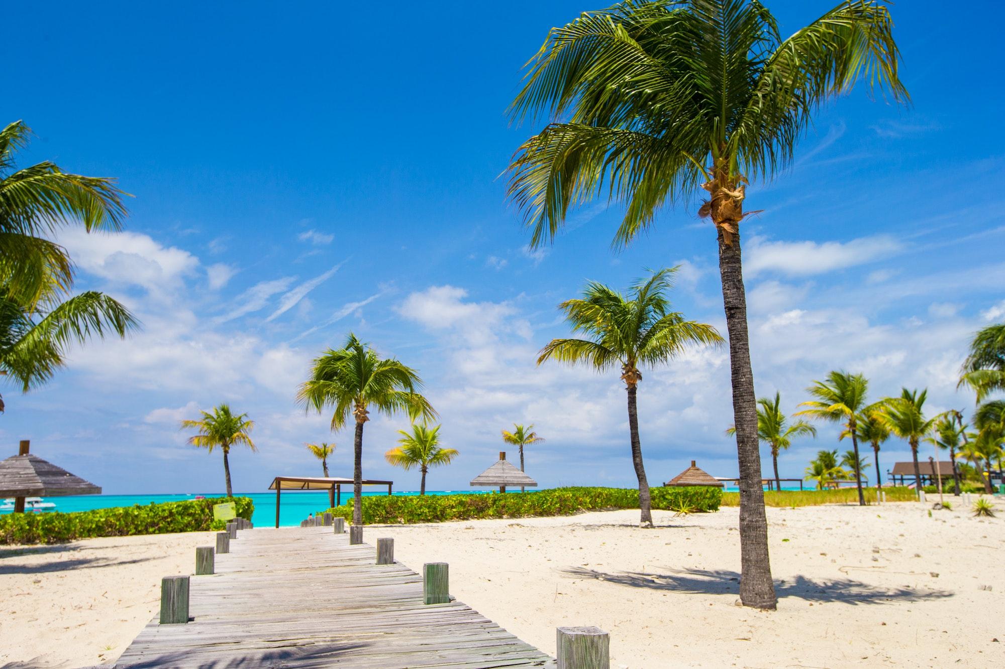 Stunning white beach in Turks and Caicos on Carribean