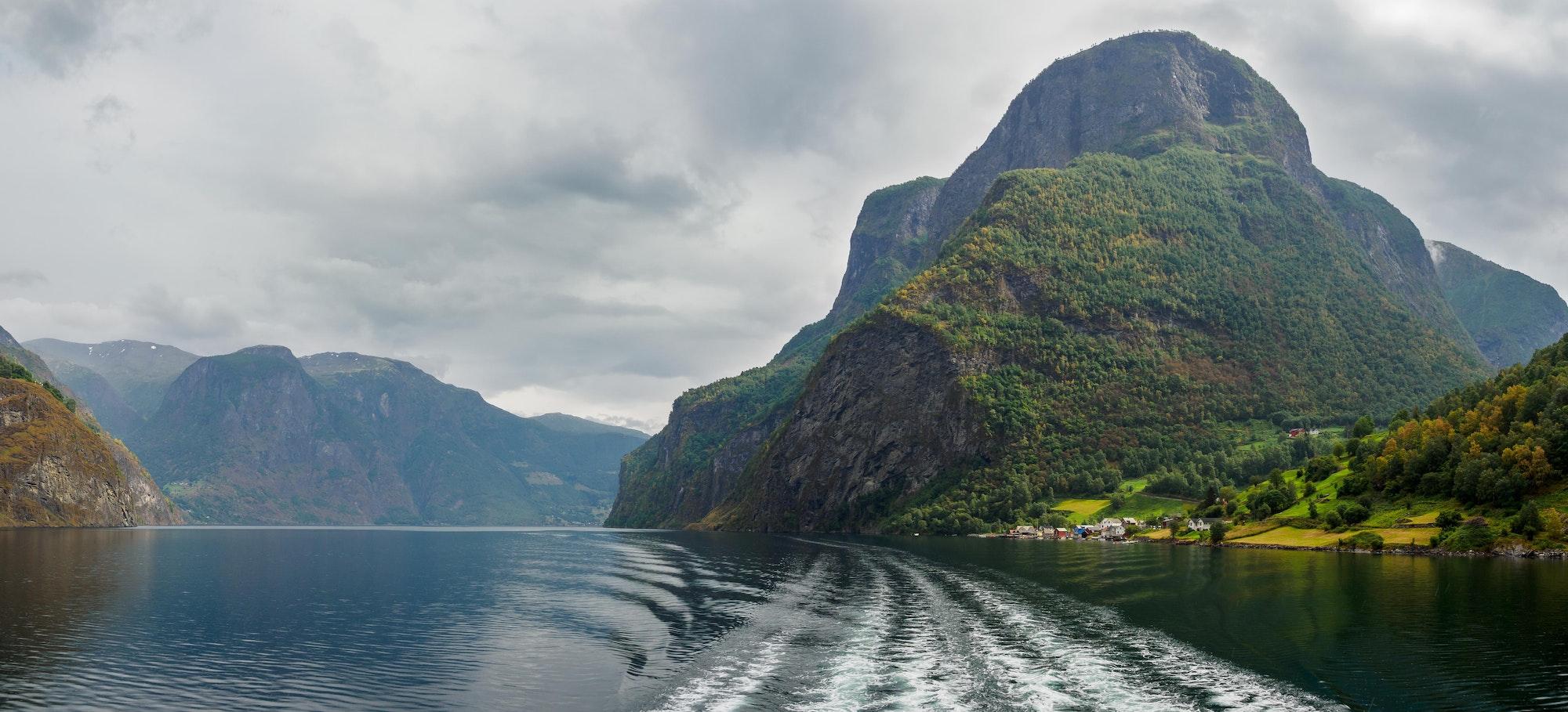 Views from naeroyfjord boat cruise in Norway