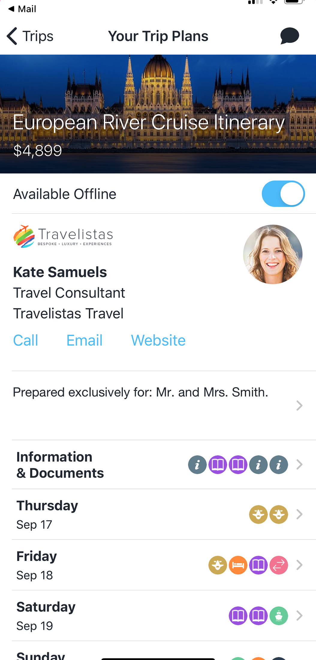 Trip Plans by Travefy mobile app screenshot