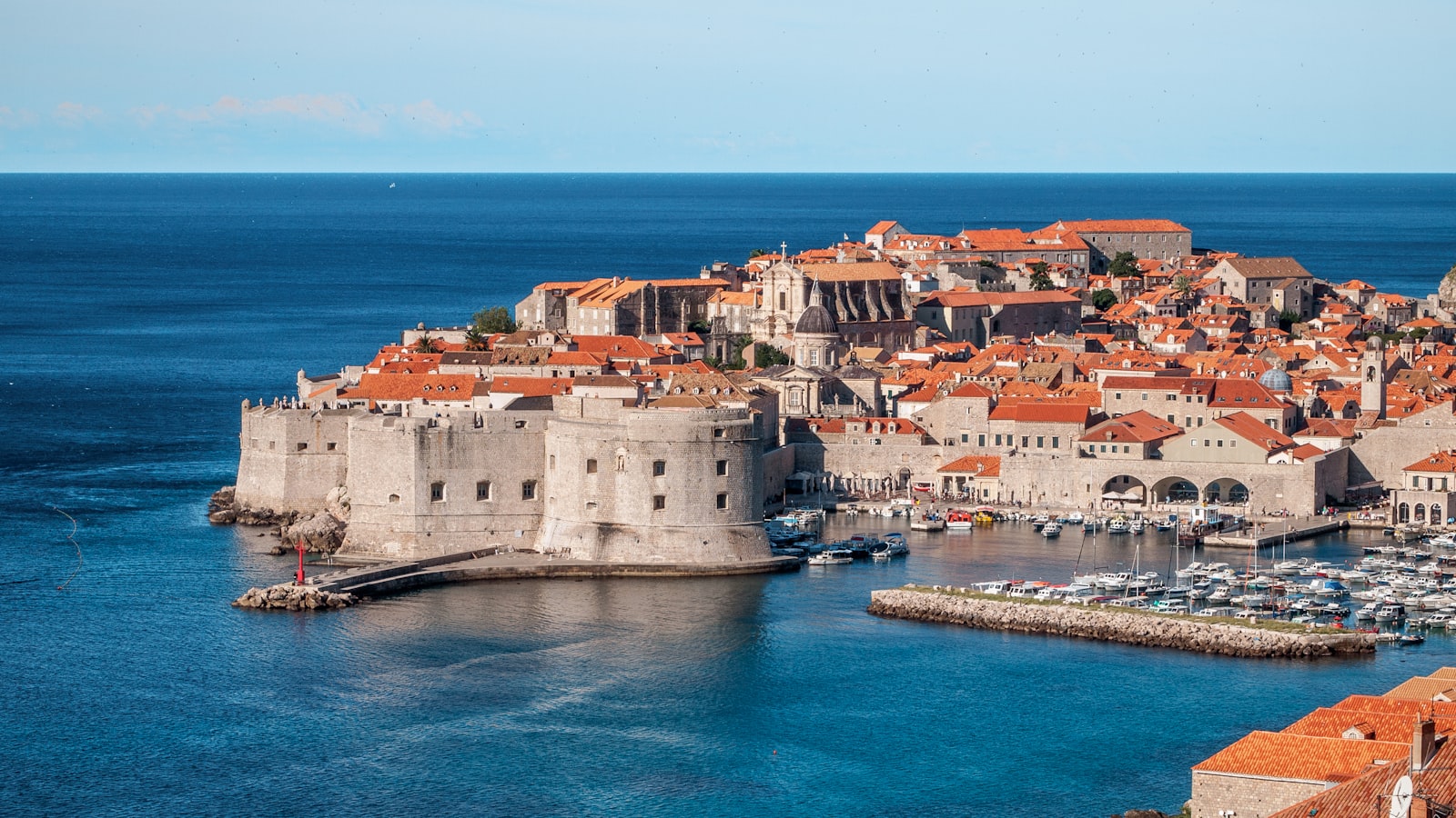 The Dubrovnik Old Town coastline along the Adriatic Sea.